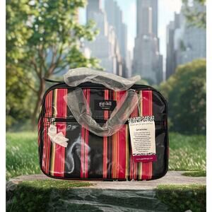Gigi Hill Striped Cosmetic Bag Heart Zipper Pull